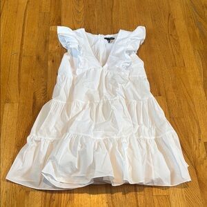 Aqua White Ruffled Sleeveless Dress Womens Small